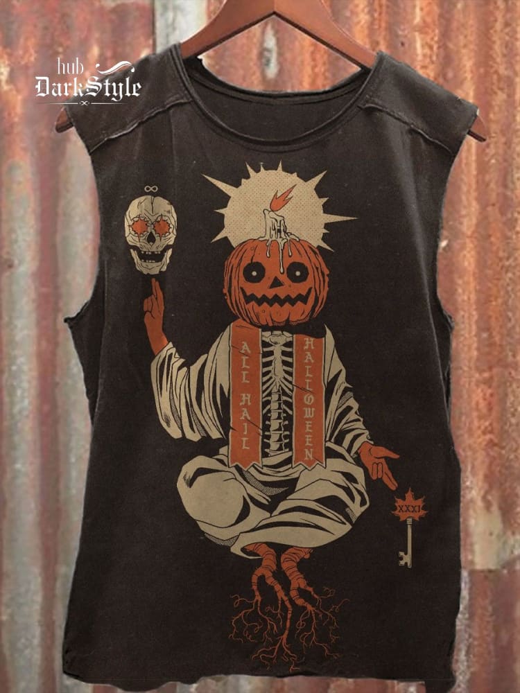 Vintage Kürbis Halloween Druck Unisex Klassisches Tank Top 