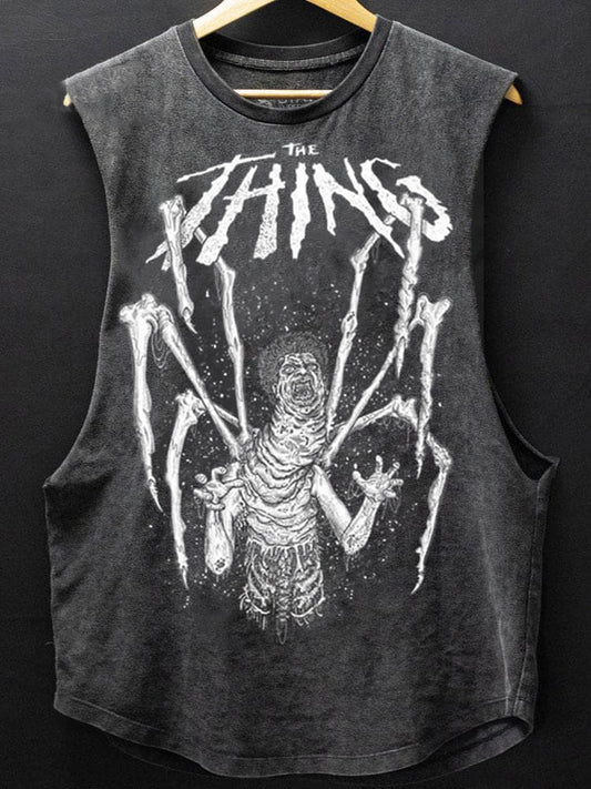 《The Thing 》 Tanktop aus Baumwolle mit Vintage-Grafikdruck aus Horrorfilm 