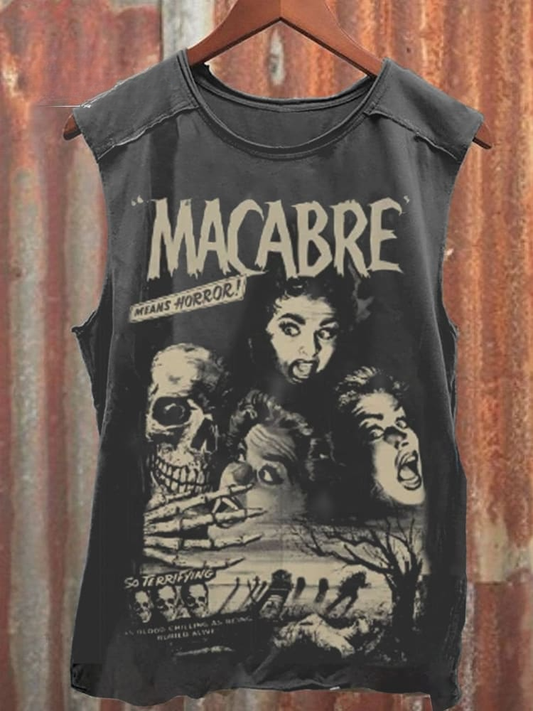 Unisex Macabre Horror Print 100% cotton Tank Top