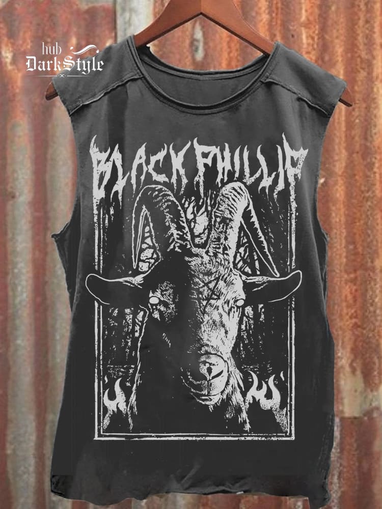 Unisex Tank Top aus Baumwolle mit schwarzem Metal-Horror-Print 