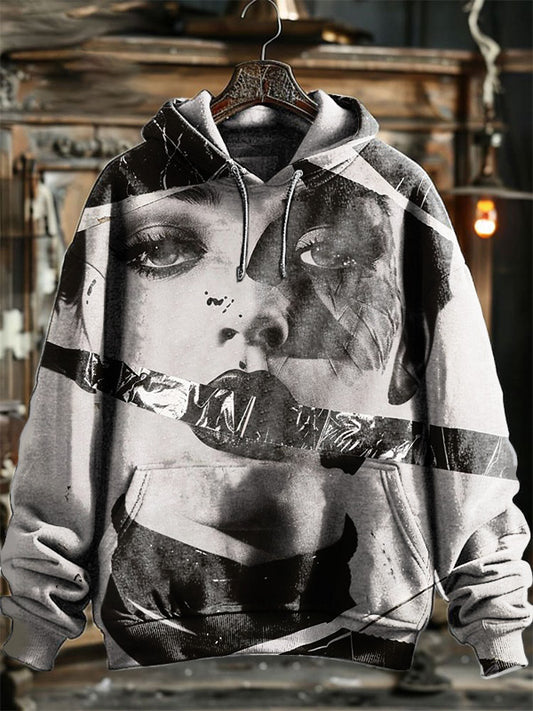 Neutral Fashion Retro Smoking Women's Full Body Printed Hooded Sweatshirt