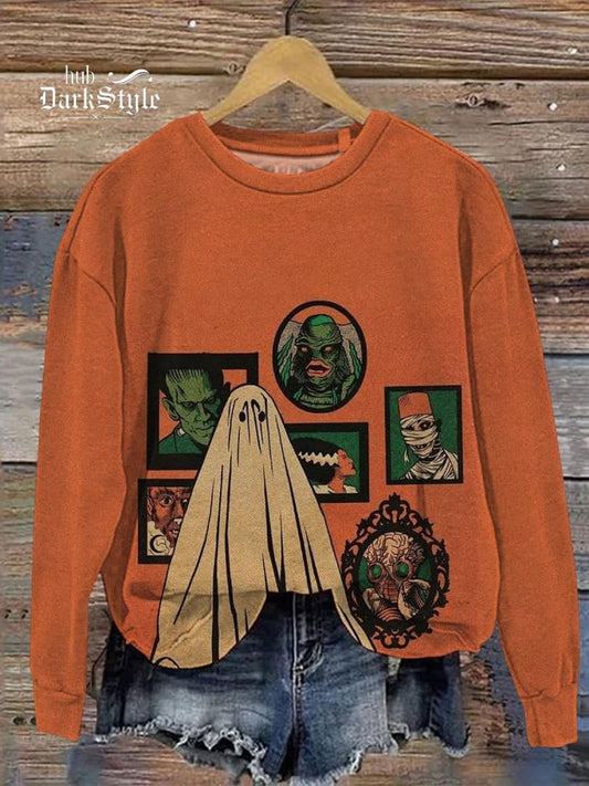 Lässiges Sweatshirt mit Halloween-Monster-Grafikdruck 