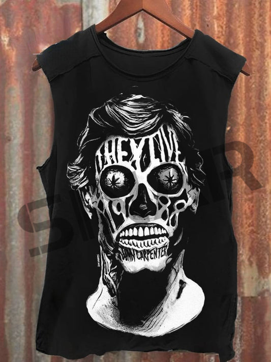 Unisex They Live Horror Print   cotton Tank Top