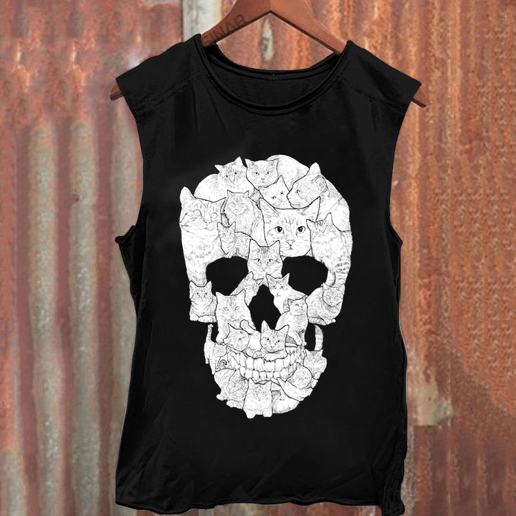 Unisex Cat Skull Tank Top