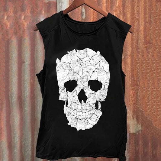 Unisex Cat Skull Tank Top