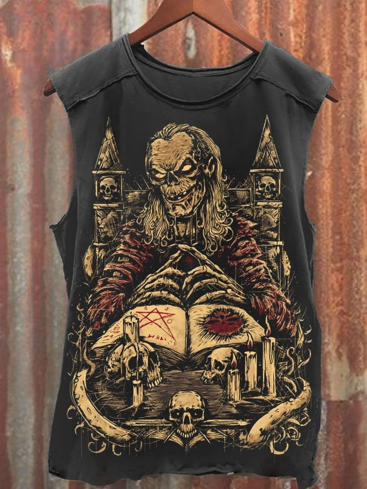 Unisex Crypt Horror Print 100% cotton Tank Top