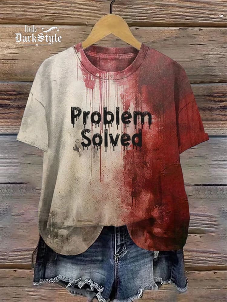 Lässiges Sweatshirt mit „Bloody Problem Solved“-Halloween-Print 