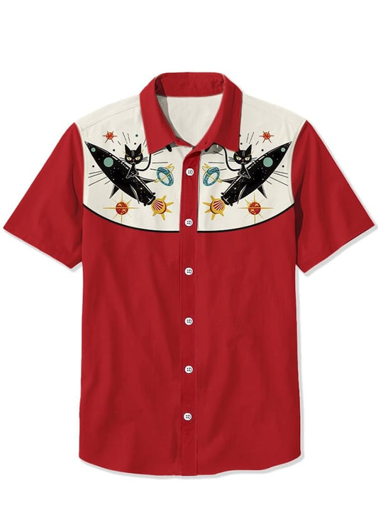 Men's Vintage Western Print Shirt