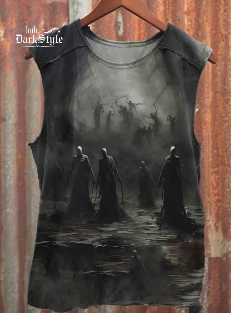 Grim Reaper Dark Horror Gothic Halloween Vintage Art Print Tank Top