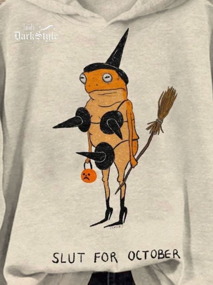 Sweat-shirt décontracté imprimé d'art drôle de grenouille d'Halloween 