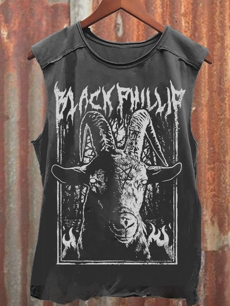 Unisex Tank Top mit Horror-Print aus 100 % Baumwolle, Schwarz 