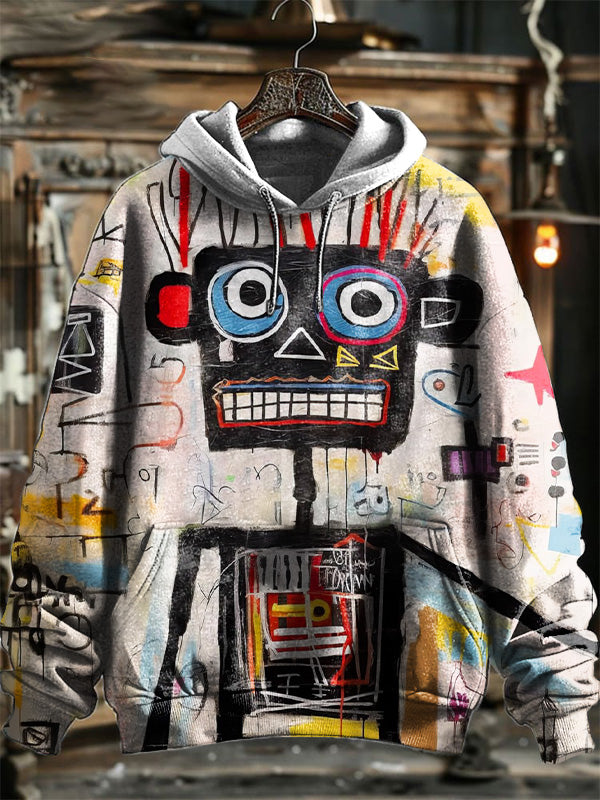 Neutral Fashion Graffiti Maker Printed Hooded Sweatshirt