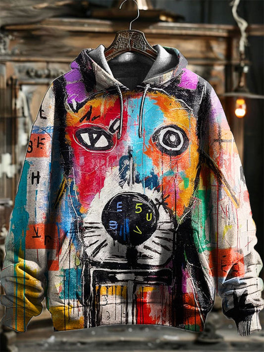 Neutral Fashion Graffiti Maker Printed Hooded Sweatshirt