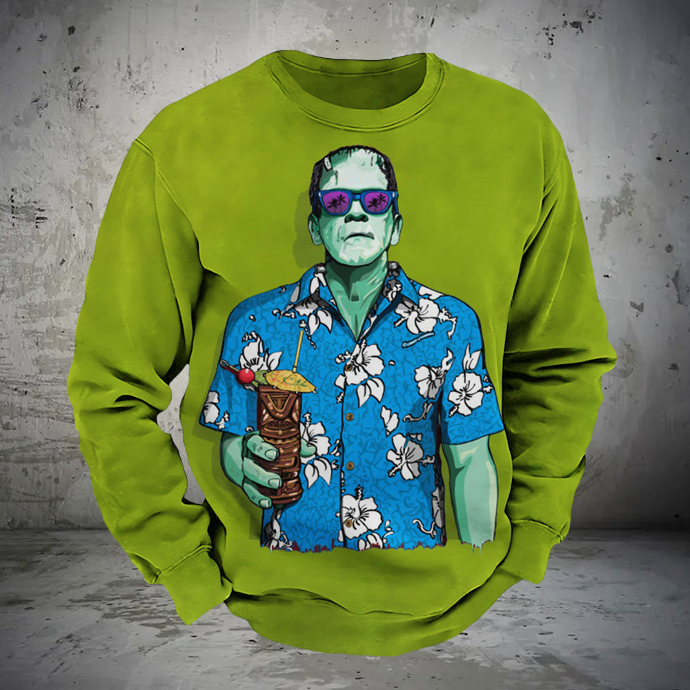 Halloween Monster Print Unisex Sweatshirt