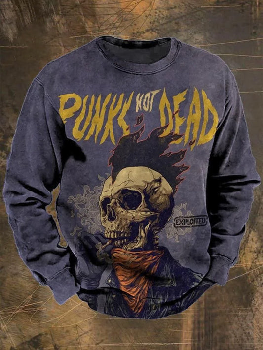 Lässiges Sweatshirt mit Kunstdruck „Punk Not Dead“ 