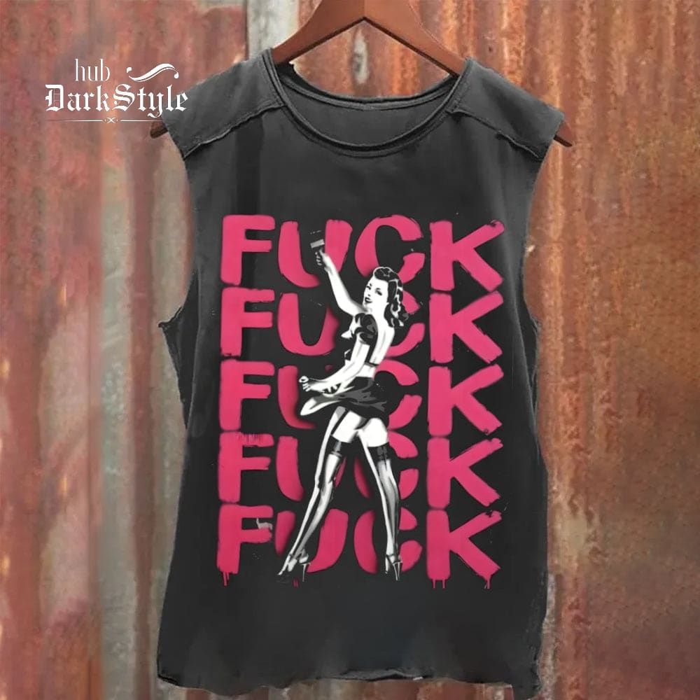 Unisex Female Devil Art Printed Tank Top