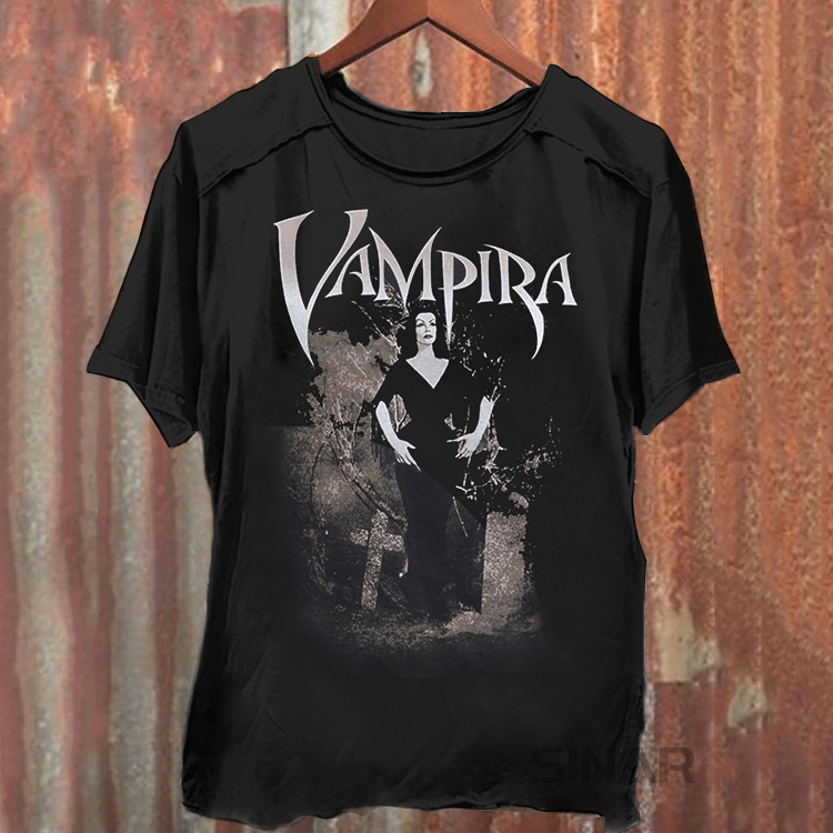 T-shirt d'horreur pour homme Vampira - Débardeur gothique d'Halloween pour cimetière et film B - Vampire effrayant 