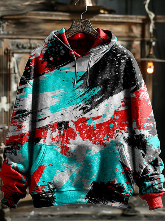 Neutral Fashion Retro Graffiti Full Body Printed Hooded Sweatshirt