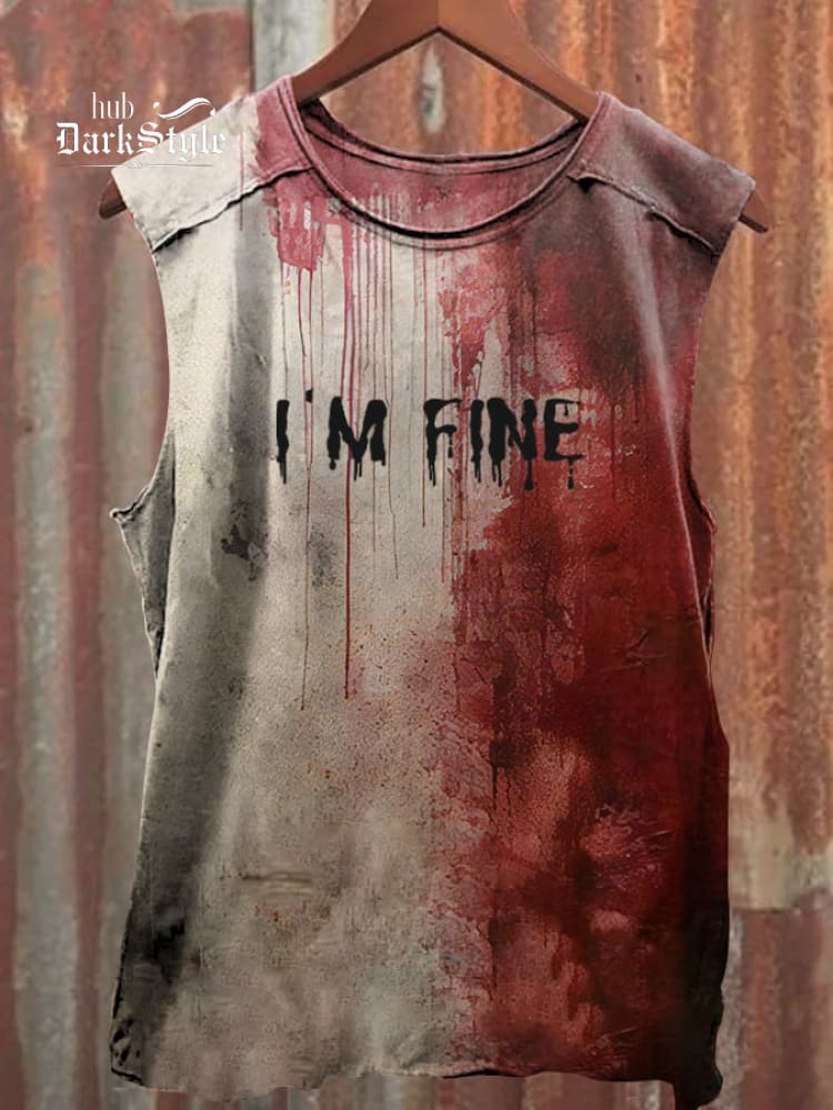 Weste mit blutigem „I'm Fine“-Halloween-Print für Herren 