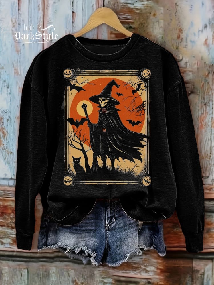 Halloween Retro Totenkopf Unisex Lässiges Sweatshirt 