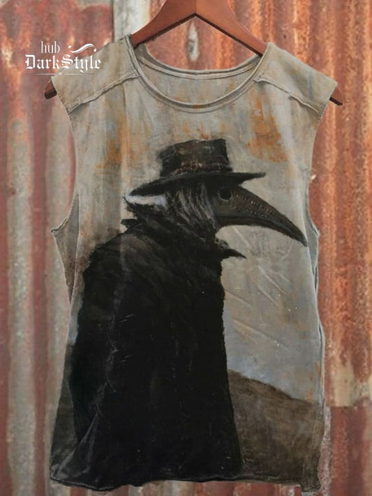 Unisex Halloween Plague Doctor Print Casual Cotton Tank Top