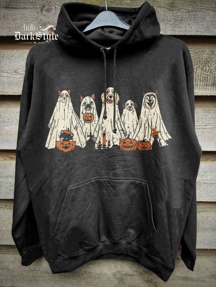 Unisex Halloween Hundegeist Print Lässiges Kapuzenpullover Sweatshirt 