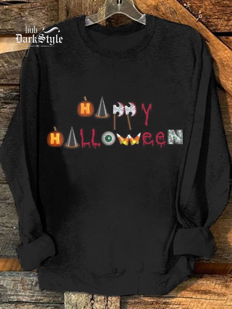 Lässiges Unisex-Sweatshirt mit „Happy Halloween“-Print 