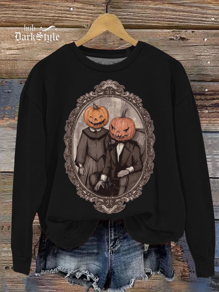 Lässiges Sweatshirt mit Halloween-Kürbisfamiliengrafik 