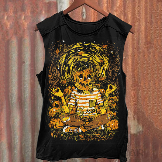 Unisex Tank Top mit Kürbis-Halloween-Retro-Print 