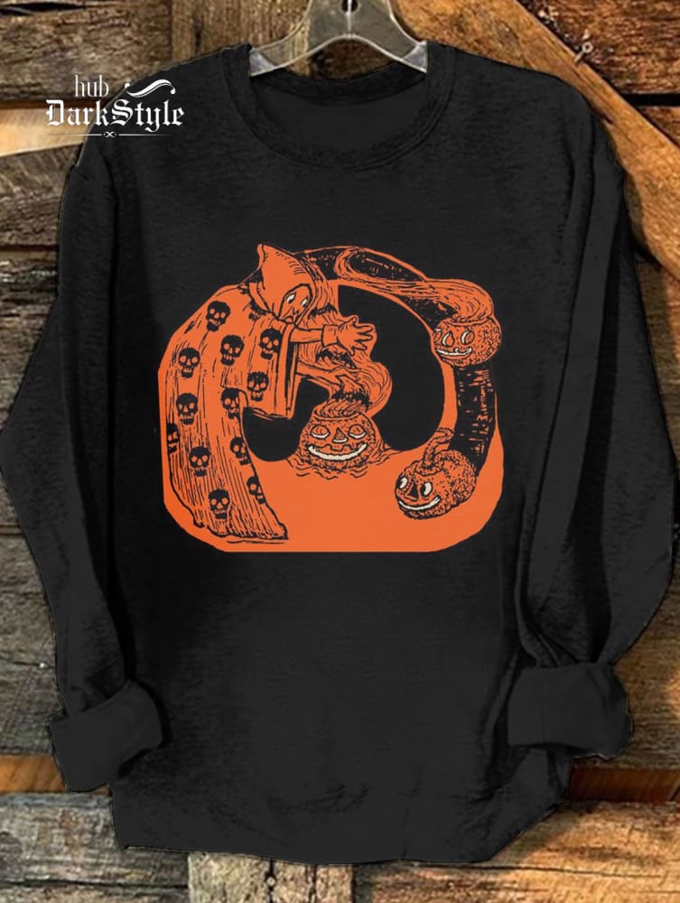 Unisex Halloween Witch Made Pumpkin Soup Print Casual Sweatshirt