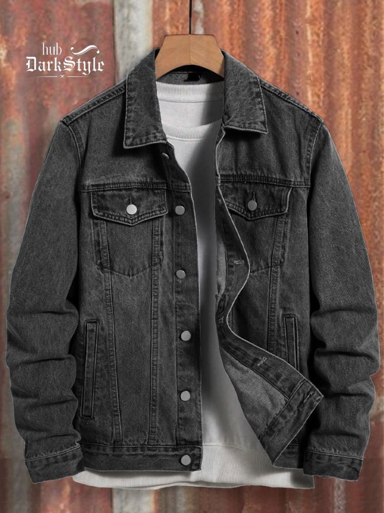 Horror Movie Vintage Print Casual Denim Jacket