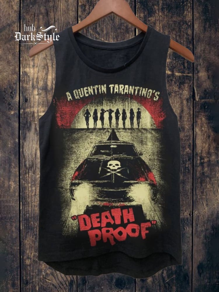 Tanktop aus Baumwolle mit Death-Horror-Print, Unisex 