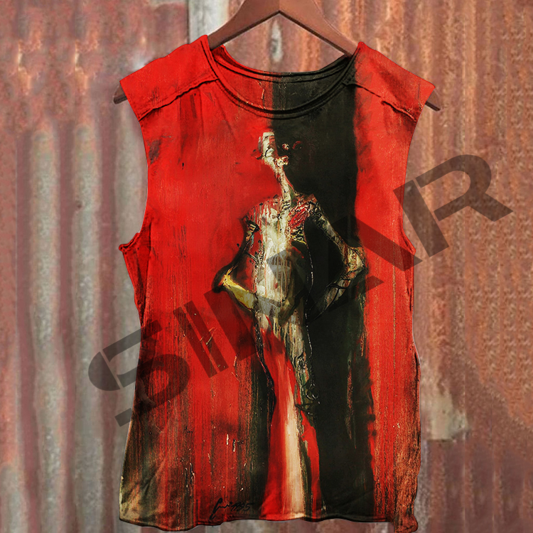 Unisex Bloody Art Painting Print Tank  Top