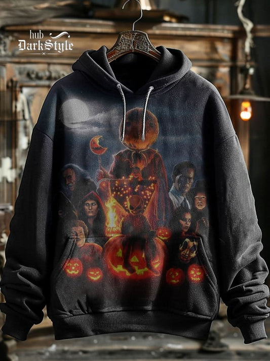 Halloween Gruseliger Kürbis Druck Unisex Kapuzenpullover Sweatshirt 