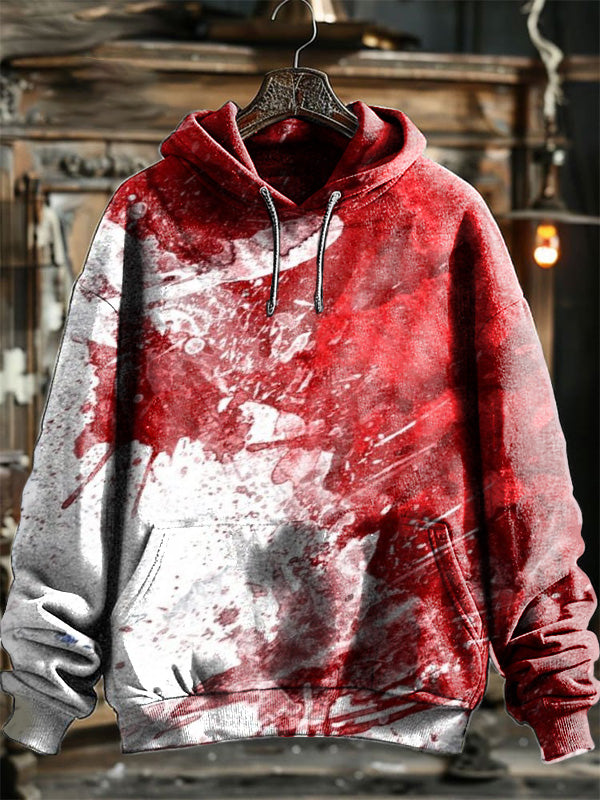 Neutral Fashion Retro Bloodstain Full Body Printed Hooded Sweatshirt