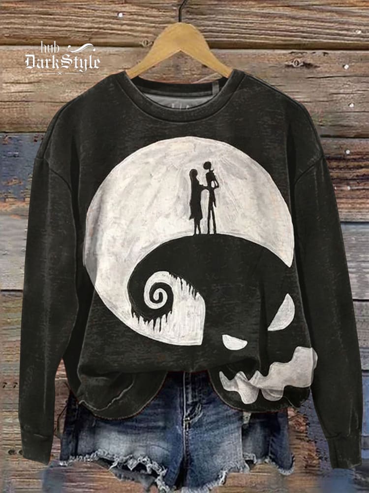 Lässiges Sweatshirt mit Halloween-Mitternachts-Kunstdruck 