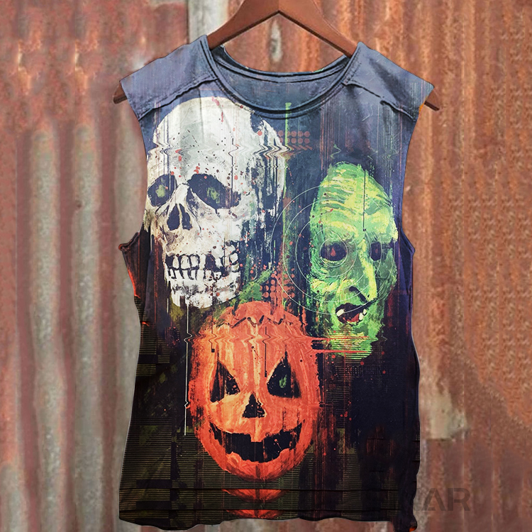 Tanktop mit Horror-Halloween-Retro-Print, Unisex 