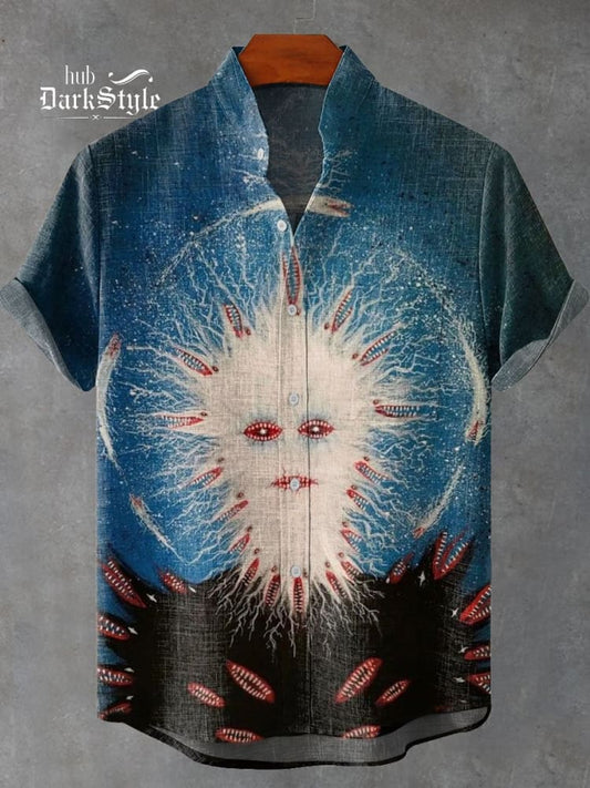 Horror Art Print Casual  Cotton Shirt