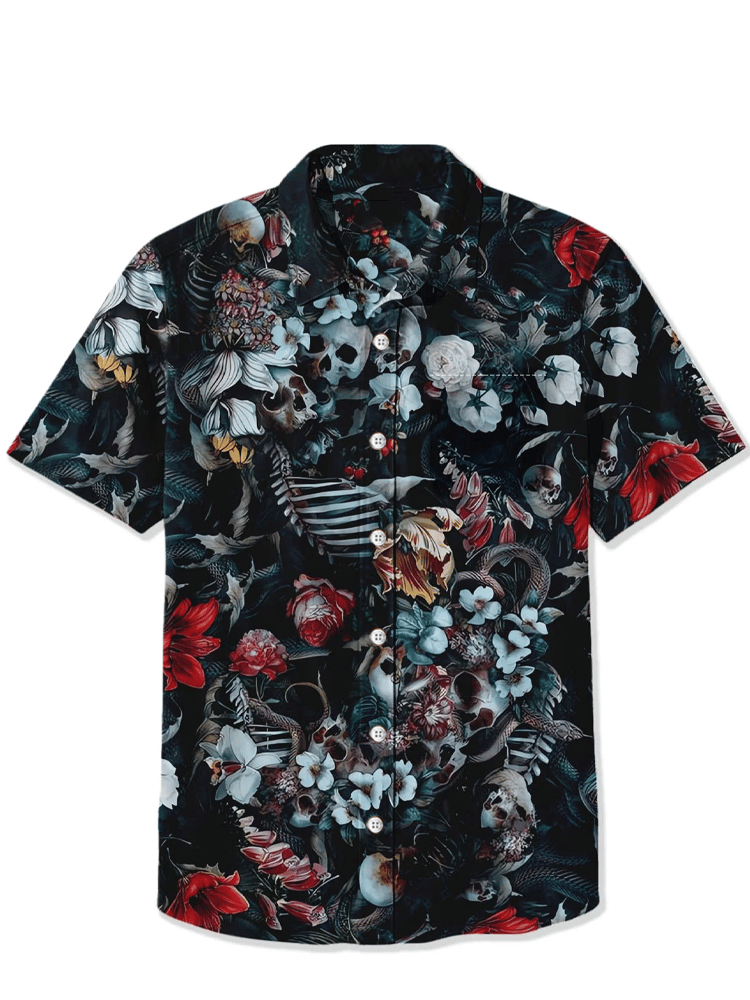 Western Retro Skull Short Sleeve Shirt