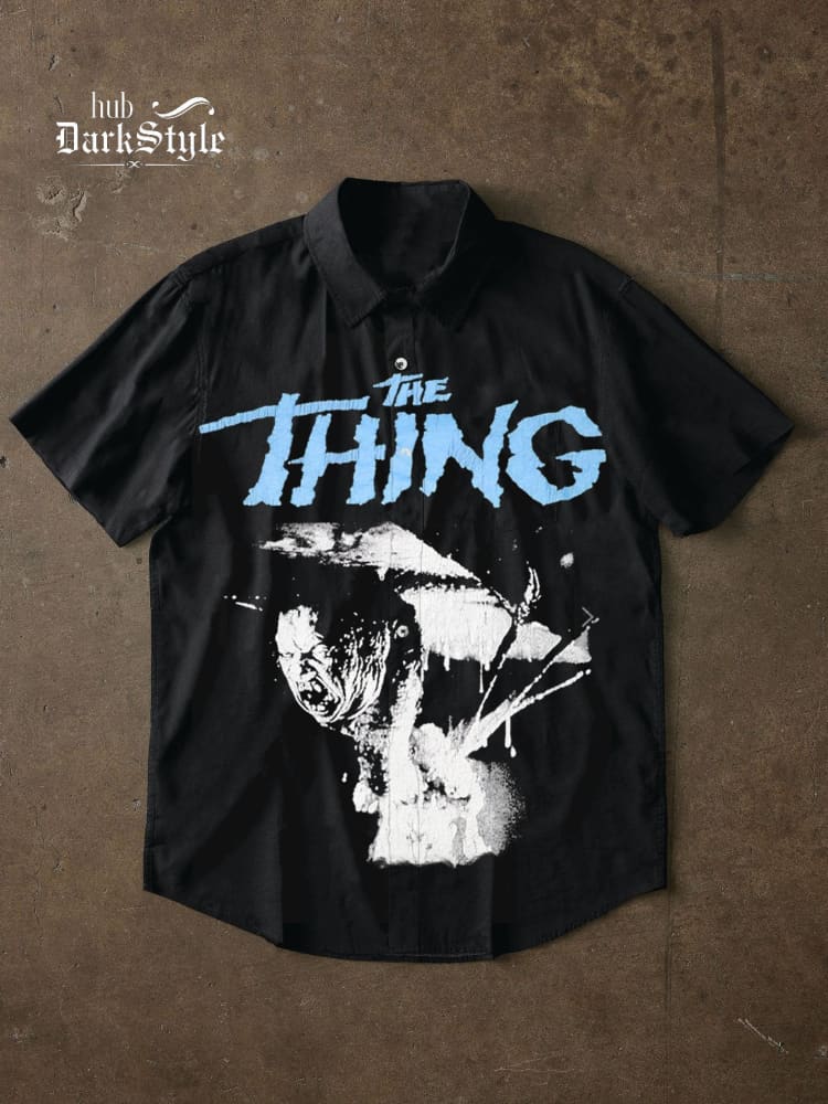 Horror The Thing Print  Cotton Shirt