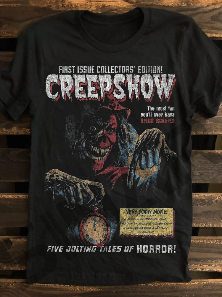 T-Shirt aus Baumwolle mit Vintage-Grafikdruck „Horror Movie“ 