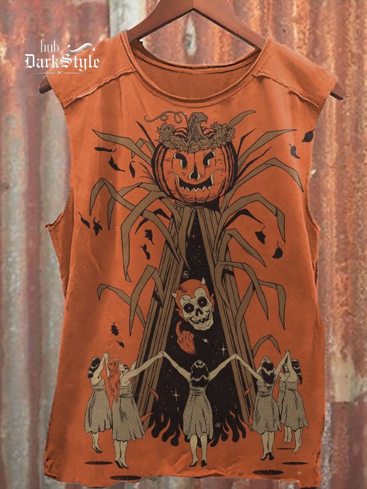 Vintage Kürbis Halloween Druck Unisex Klassisches Tank Top 