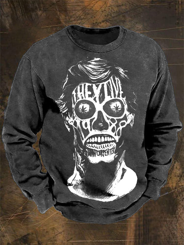 Retro Mode Herren Totenkopf Kunstdruck Muster Casual Sportswear 