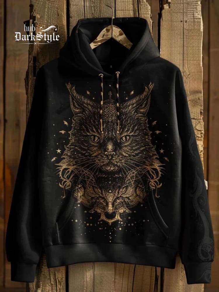 Halloween Black Cat Gothic Print Unisex Hoodie Sweatshirt