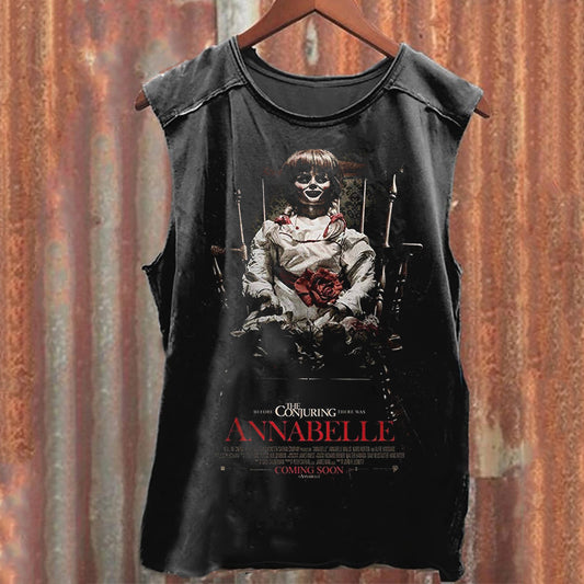 Tanktop aus Baumwolle mit Horrorfilm-Vintage-Grafikdruck 