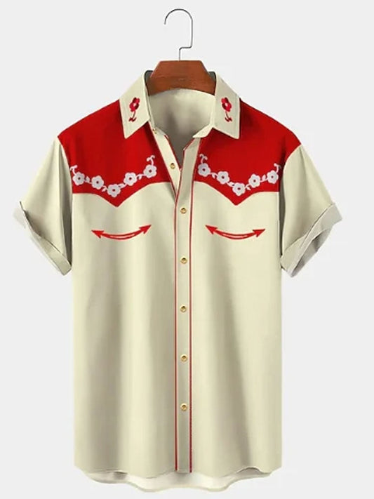 Chemise imprimée style vintage western pour homme 