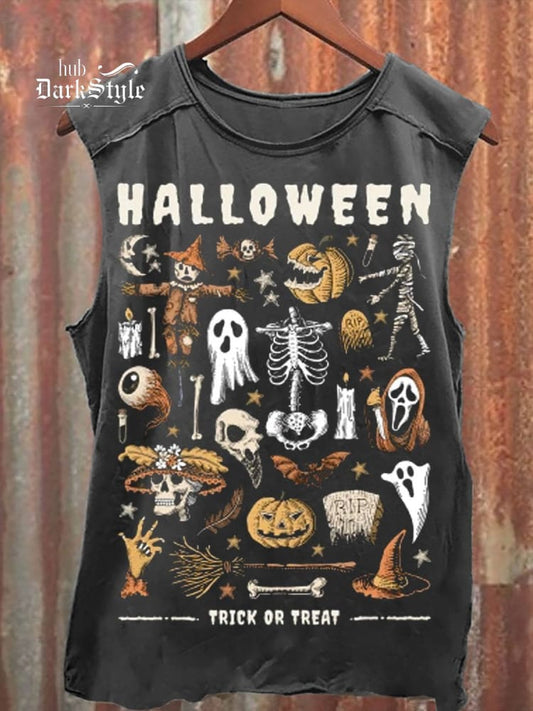 Klassisches Unisex-Tanktop mit Retro-Halloween-Print 