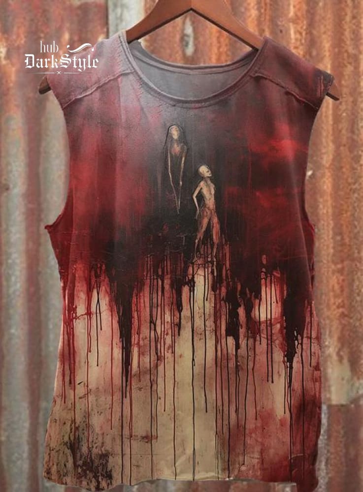 Weird Blood Dark Horror Gothic Halloween Vintage Art Print Tank Top