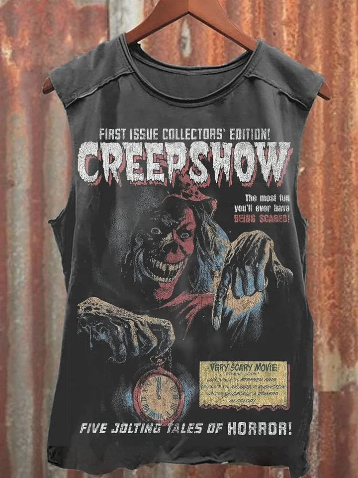 Horror Movie Vintage Graphic  cotton Print Tank Top