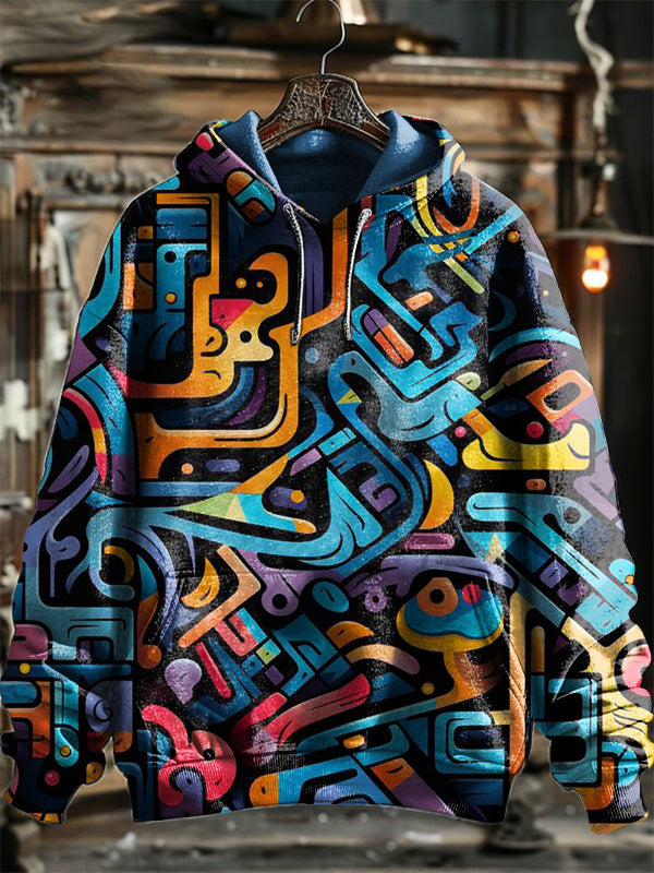 Neutral Fashion Graffiti Maker Printed Hooded Sweatshirt